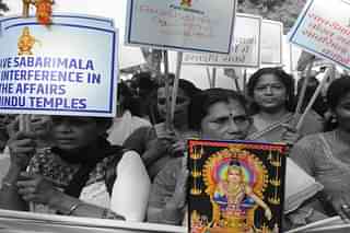 Women take part in a protest against the SC’s verdict.&nbsp;