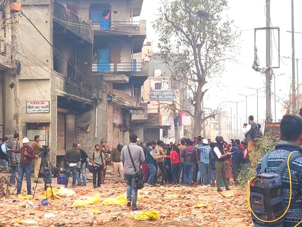 Mediapersons outside Hussain’s building on 27 February 