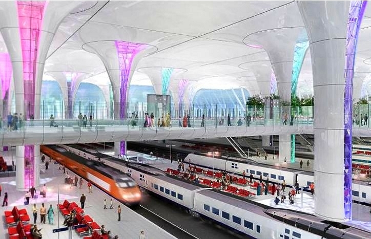 Blueprint for the New Delhi Railway Station with 3-proposed levels.