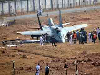 Crashed MiG-29K at the site (Twitter/@neeraj_rajput)