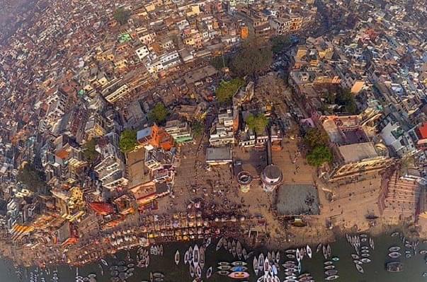An aerial view of Varanasi.&nbsp;
