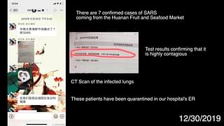 Screenshot of the WeChat group in which Li Wenliang talked about the outbreak, and the corresponding translations. (Source: SerpenTZA/YouTube)