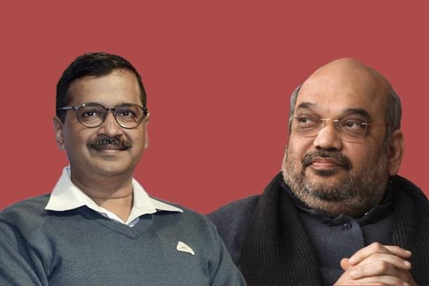 Delhi Chief Minister Arvind Kejriwal (left) and Home Minister of India Amit Shah. 
