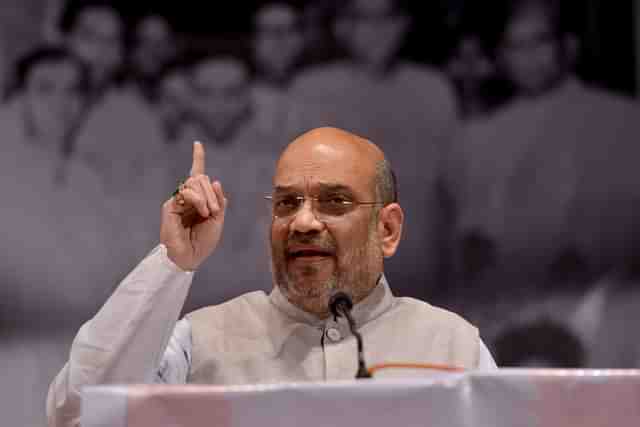 Amit Shah addressing party workers in West Bengal (Photo by Milind Shelte/India Today Group/Getty Images)