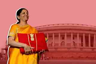 Finance Minister Nirmala Sitharaman outside Parliament before presenting the Budget for 2019-20. 
