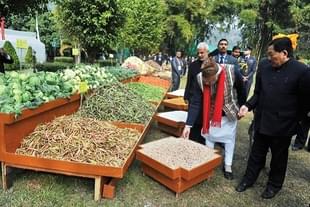 Prime MInister Modi inspecting organic vegetables (Twitter/@RajeshMulka86)