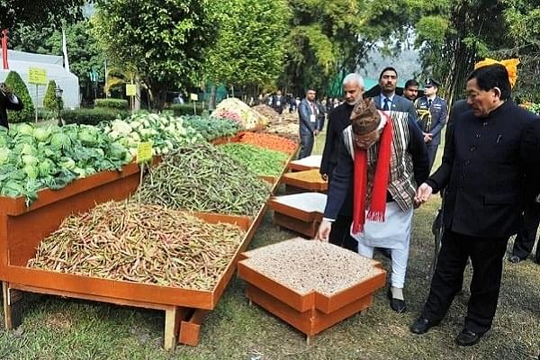 Prime Minister Modi inspecting organic vegetables (Twitter/@RajeshMulka86)