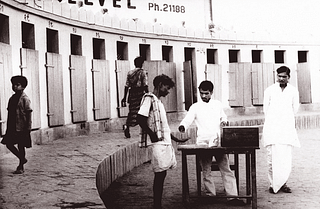  Pathak supervising Sulabh’s first pay-and-use toilet complex in Patna in 1974 &nbsp;