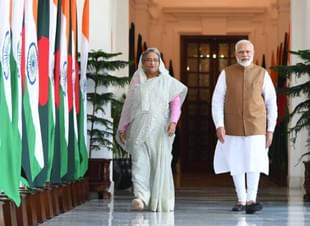 Prime Minister of India Narendra Modi and Prime Minister of Bangladesh Sheikh Hasina.  