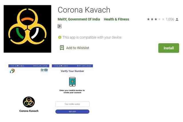 Corona Kavach application on Google Play Store