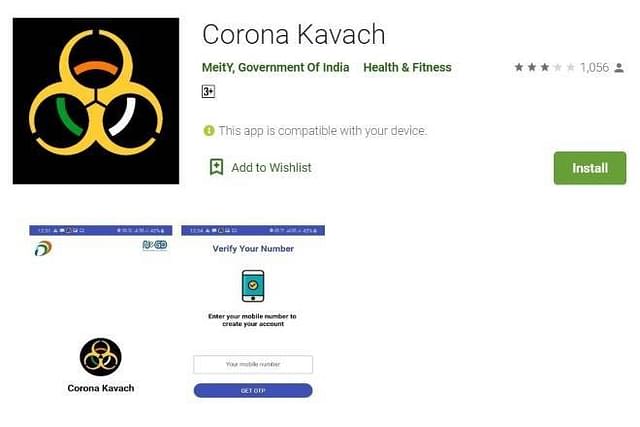 Corona Kavach application on Google Play Store