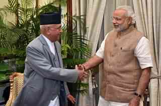 Prime Minister Narendra Modi and Prime Minister of Nepal K P Sharma Oli
