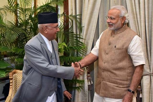 Prime Minister Narendra Modi and Prime Minister of Nepal K P Sharma Oli