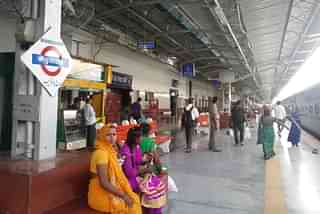 Passengers at a railway station.