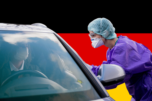 German hospital creates drive-through for coronavirus tests. 