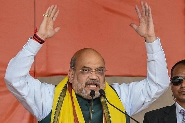 Union Home Minister Amit Shah addressing an election rally in Kolkata.