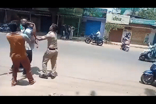 Screengrab of assault on cops 