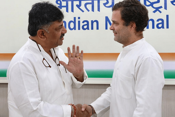 KPCC chief D K Shivakumar with Rahul Gandhi