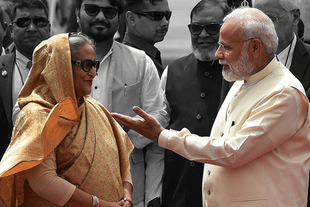 Prime Minister of India Narendra Modi and Prime Minister of Bangladesh Sheikh Hasina.  