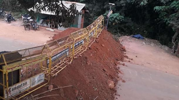 Road block near Mulleria in Dakshina Kannada
