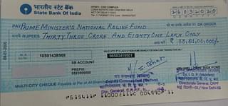 Cheque sent to the PM National Relief Fund by CRPF (@ANI/Twitter)