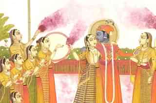 Radha and Krishna playing (Lucknow, Avadh, 19th century)