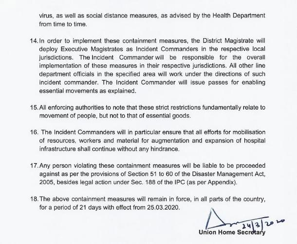 List of the services which will remain open during the lock down period