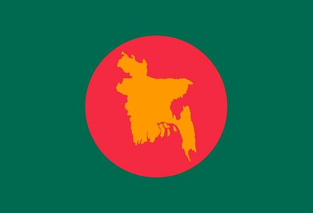 A map of Bangladesh over its national flag. (Himasaram Nirvik12/Wikimedia Commons) 