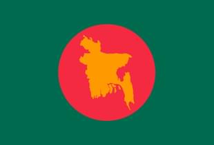 A map of Bangladesh over its national flag. (Himasaram Nirvik12/Wikimedia Commons)