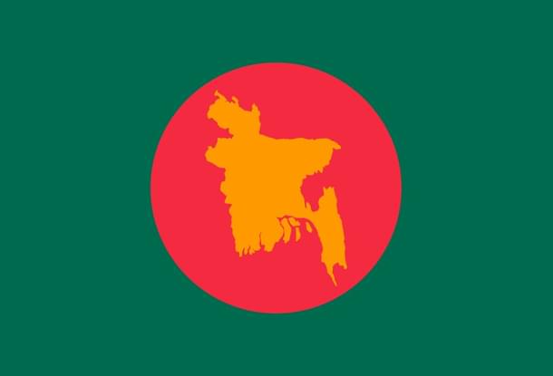 A map of Bangladesh over its national flag. (Himasaram Nirvik12/Wikimedia Commons)
