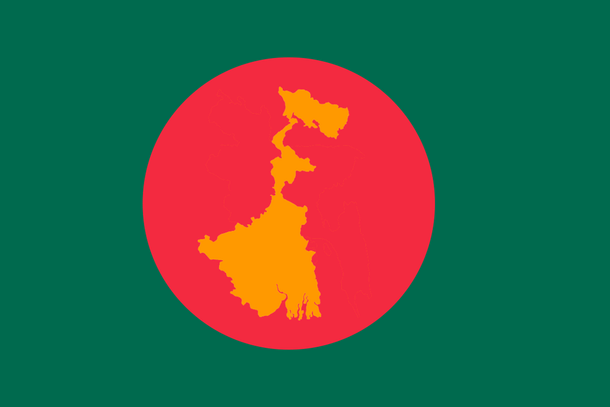 Map of West Bengal on a Bangladesh flag. 