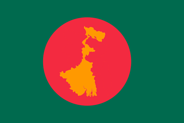 Map of West Bengal on a Bangladesh flag.&nbsp;