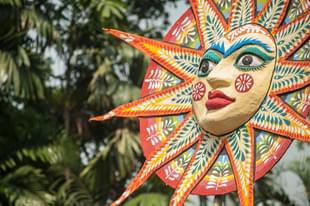 A motif of the sun displayed at Mangal Shobhajatra procession in Pohela Boishakh celebration in Dhaka. 