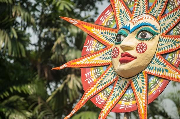 A motif of the sun displayed at Mangal Shobhajatra procession in Pohela Boishakh celebration in Dhaka. 
