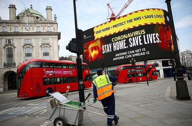 A hoarding about Coronavirus in the UK (file photo)