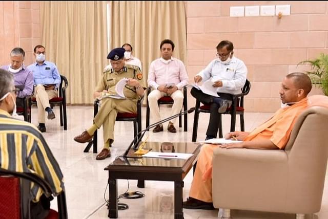 UP CM Yogi Adityanath in a meeting with state officials (Representative Image)(Pic Via Twitter)