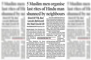 Screenshot of the report published in the Times of India’s Hyderabad edition on 20 April.