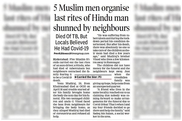 Screenshot of the report published in the Times of India’s Hyderabad edition on 20 April.