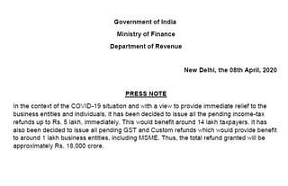 Finance Ministry Press Note
