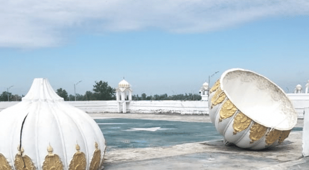 The collapsed domes of Kartarpur Gurudwara. Photograph:( WION )