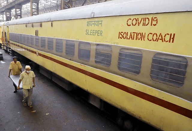 Indian Railways’ isolation coaches for COVID-19 patients.