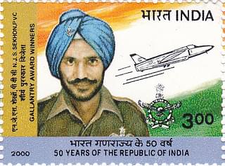 A commemorative postage stamp on Flying Officer Nirmal Jit Singh Sekhon