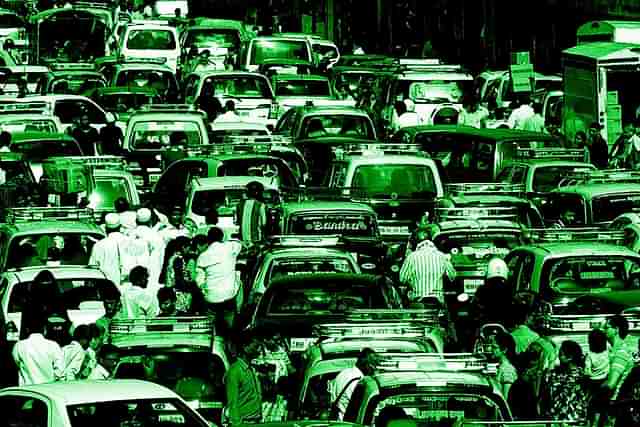 Traffic jam on a road in India.&nbsp;