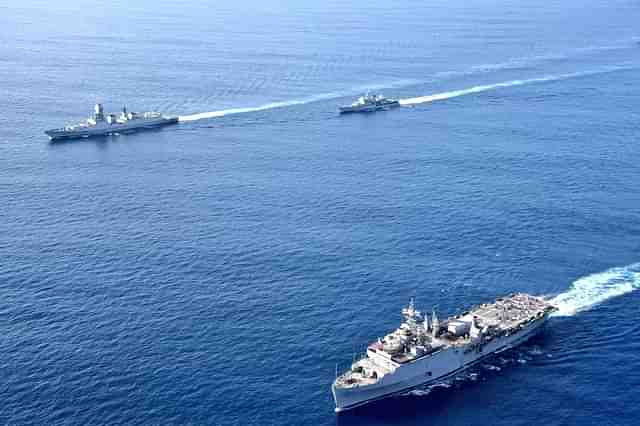 INS Jalashwa with INS Kolkata (Pic Via Twitter)