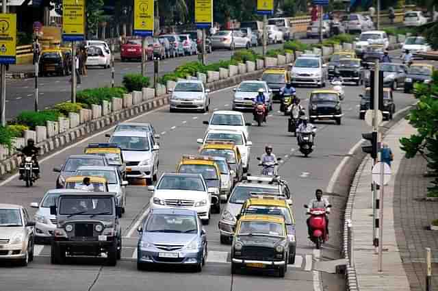 Traffic in an Indian city.