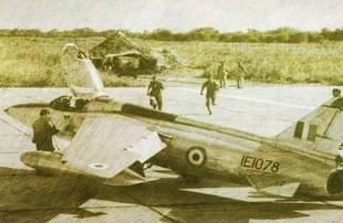 A Gnat fighter of the Indian Air Force at an unidentified airfield. 