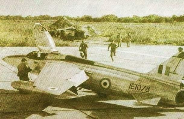 A Gnat fighter of the Indian Air Force at an unidentified airfield. 