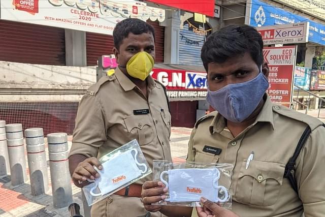 Cyberabad police personnel with ProNamo masks.