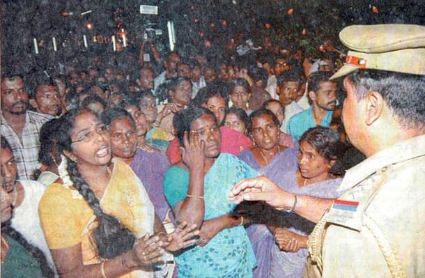 2007: Hindu women appealing to the Christian police official for allowing Goddess procession. 
