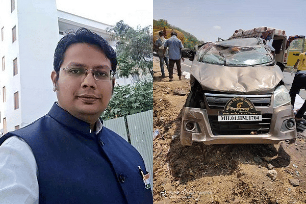 Lawyer Digvijay Trivedi - left, Vehicle - right 